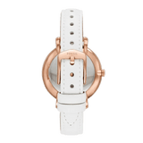 Fossil Jacqueline Quartz Mother of Pearl White Dial White Leather Strap Watch for Women - ES4579