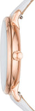 Fossil Jacqueline Quartz Mother of Pearl White Dial White Leather Strap Watch for Women - ES4579