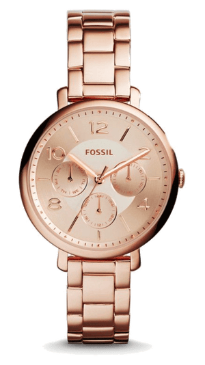 Fossil Jacqueline Rose Gold Dial Rose Gold Steel Strap Watch for Women - ES3665