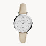 Fossil Jacqueline White Dial Beige Leather Strap Watch for Women - ES3793
