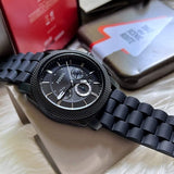 Fossil Machine Chronograph Black Dial Black Silicone Strap Watch for Men - FS4487