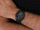 Fossil Machine Chronograph Black Dial Black Steel Strap Watch for Men - FS4552