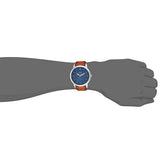 Fossil Minimalist Blue Dial Brown Leather Strap Watch for Men - FS5304