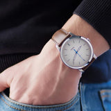 Fossil Minimalist Off White Dial Brown Leather Strap Watch for Men - FS5306