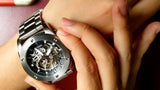 Fossil Modern Machine Automatic Silver Dial Silver Steel Strap Watch for Men - ME3081
