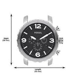 Fossil Nate Chronograph Black Dial Silver Steel Strap Watch for Men - JR1353