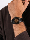 Fossil Neutra Automatic Skeleton Black Dial Black Steel Strap Watch for Men - ME3183