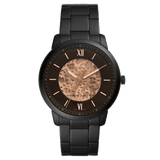 Fossil Neutra Automatic Skeleton Black Dial Black Steel Strap Watch for Men - ME3183