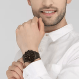 Fossil Neutra Chronograph Black Dial Black Steel Strap Watch for Men - FS5525