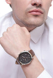 Fossil Neutra Chronograph Black Dial Brown Leather Strap Watch for Men - FS5408