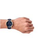 Fossil Neutra Chronograph Blue Dial Blue Leather Strap Watch for Men - FS5790