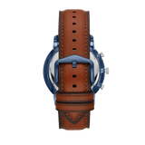Fossil Neutra Chronograph Blue Dial Brown Leather Strap Watch for Men - FS5791