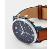 Fossil Neutra Chronograph Blue Dial Brown Leather Strap Watch for Men - FS5791