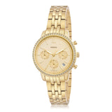 Fossil Neutra Chronograph Gold Dial Gold Steel Strap Watch for Women - ES5219