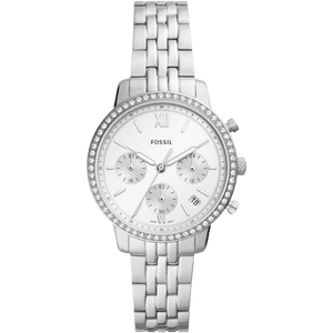 Fossil Neutra Chronograph Silver Dial Silver Steel Strap Watch for Women - ES5217