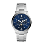 Fossil Neutra Minimalist Moonphase Blue Dial Silver Steel Strap Watch for Men - FS5907