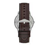 Fossil Neutra Minimalist Moonphase Silver Dial Brown Leather Strap Watch for Men - FS5905