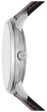 Fossil Neutra Minimalist Moonphase Silver Dial Brown Leather Strap Watch for Men - FS5905
