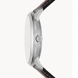 Fossil Neutra Minimalist Moonphase Silver Dial Brown Leather Strap Watch for Men - FS5905