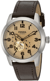 Fossil Pilot 54 Automatic Cream Dial Brown Leather Strap Watch for Men - ME3119