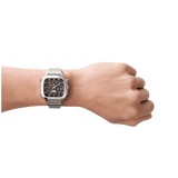 Fossil Retro Analog-Digital Black Dial Silver Steel Strap Watch for Men - FS5890