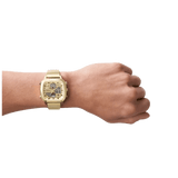 Fossil Retro Analog-Digital Gold Dial Gold Steel Strap Watch for Men - FS5889