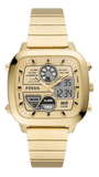 Fossil Retro Analog-Digital Gold Dial Gold Steel Strap Watch for Men - FS5889