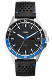 Fossil Sport 54 Day Date Black Dial Black Leather Strap Watch for Men - FS5321