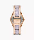 Fossil Stella Multifunction Rose Gold Dial Two Tone Steel Strap Watch for Women - ES4755