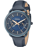 Fossil Tailor Blue Dial Blue Leather Strap Watch for Women - ES4092