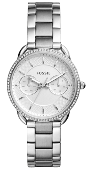Fossil Tailor White Dial Silver Steel Strap Watch for Women - ES4262