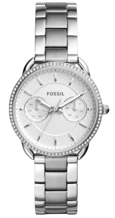 Fossil Tailor White Dial Silver Steel Strap Watch for Women - ES4262