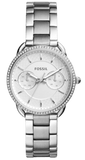 Fossil Tailor White Dial Silver Steel Strap Watch for Women - ES4262