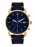 Fossil The Commuter Blue Dial Blue Leather Strap Watch for Men - FS5404