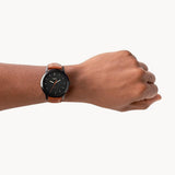 Fossil The Minimalist Black Dial Brown Leather Strap Watch for Men - FS5305