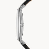 Fossil The Minimalist Three Hand Black Dial Black Leather Strap Watch for Men - FS5398