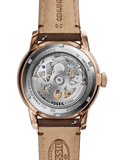 Fossil Townsman Automatic Skeleton White Dial Brown Leather Strap Watch for Men - ME3078