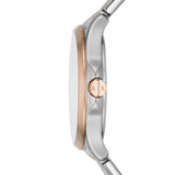 Fossil Townsman Automatic Skeleton White Dial Two Tone Steel Strap Watch for Men - ME3075