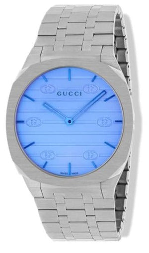 Gucci 25H Quartz Blue Dial Silver Steel Strap Unisex Watch - YA163408