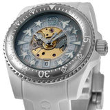 Gucci Dive Automatic Transparent Dial White Rubber Strap Watch For Men - YA136343