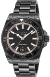 Gucci Dive Quartz Black Dial Black Steel Strap Watch For Men - YA136213