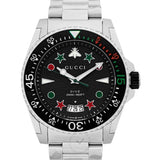 Gucci Dive Quartz Black Dial Silver Steel Strap Watch For Men - YA136221