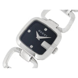Gucci G Diamonds Black Dial Silver Steel Strap Watch For Women - YA125509