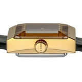 Gucci G Frame Double Mother of Pearl Dial Green Leather Strap Watch For Women - YA128525