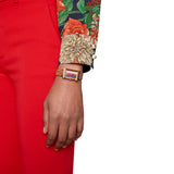 Gucci G-Frame Mother of Pearl Dial Brown Leather Snakeskin Strap Watch For Women - YA147402