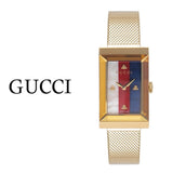 Gucci G-Frame Mother of Pearl Dial Yellow Gold Mesh Bracelet Watch For Women - YA147410