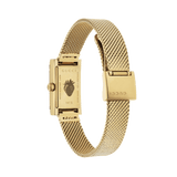 Gucci G Frame Quartz Diamonds White Red Blue Dial Gold Mesh Bracelet Watch For Women - YA147511