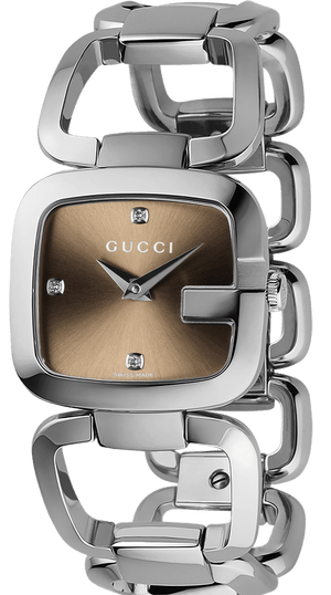 Gucci G Gucci Brown Dial Silver Steel Strap Watch For Women - YA125401