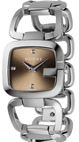 Gucci G Gucci Brown Dial Silver Steel Strap Watch For Women - YA125401