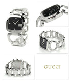 Gucci G Gucci Diamonds Black Dial Silver Steel Strap Watch For Women - YA125406